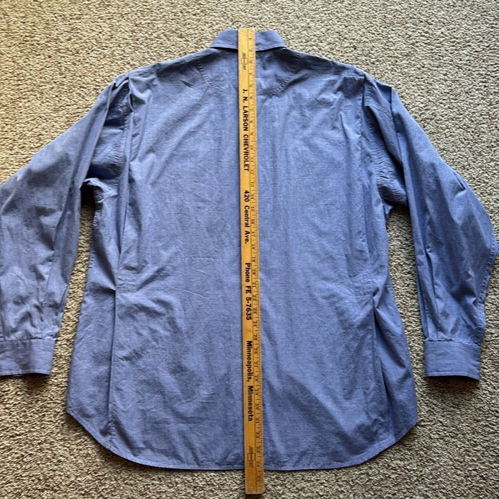 VTG Willis & Geiger Men’s Solid Blue Long Sleeve Button Down Shirt 17 XL - Picture 10 of 10